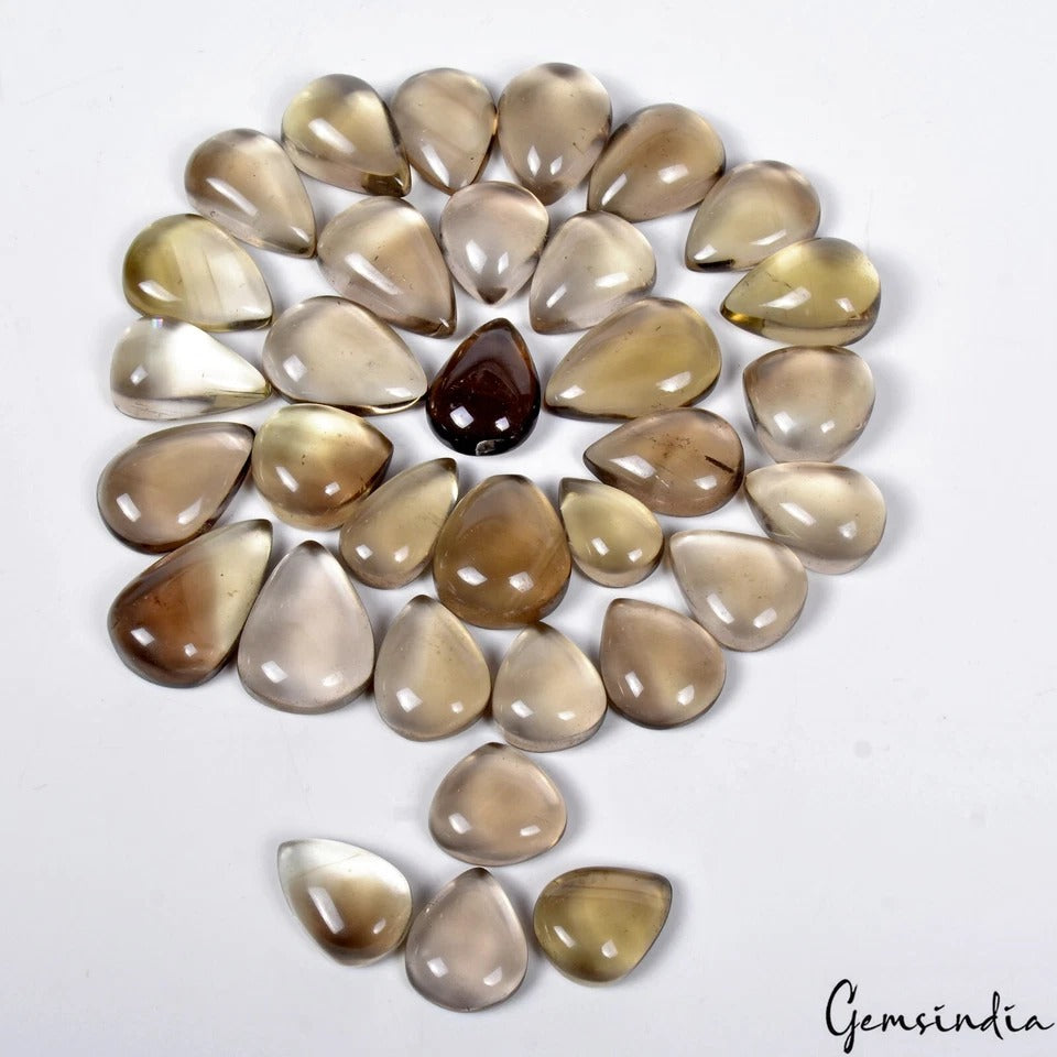 Smoky Quartz Lot, Cabochon — 33 Pieces, 19mm to 31mm, 970 Ct
