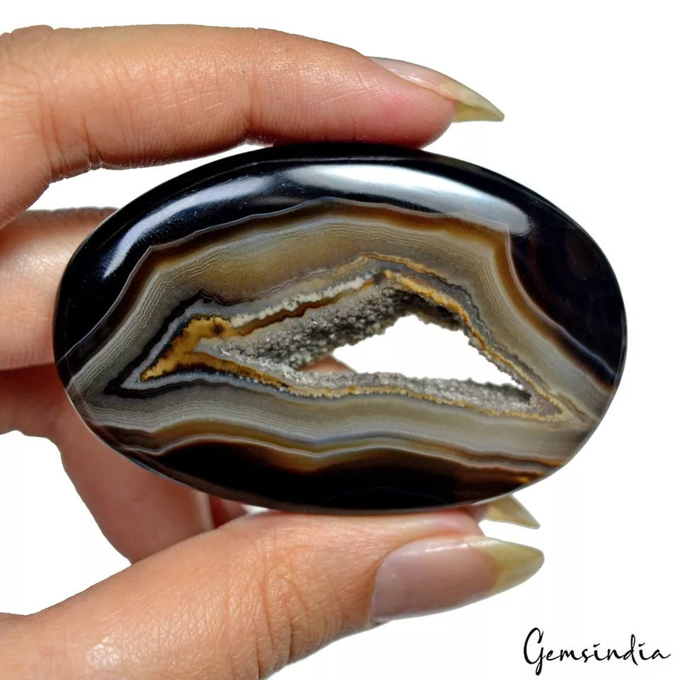 Natural Untreated Druzy Designer Onyx Oval Cab 186.40 Ct Gems For Making Pendant