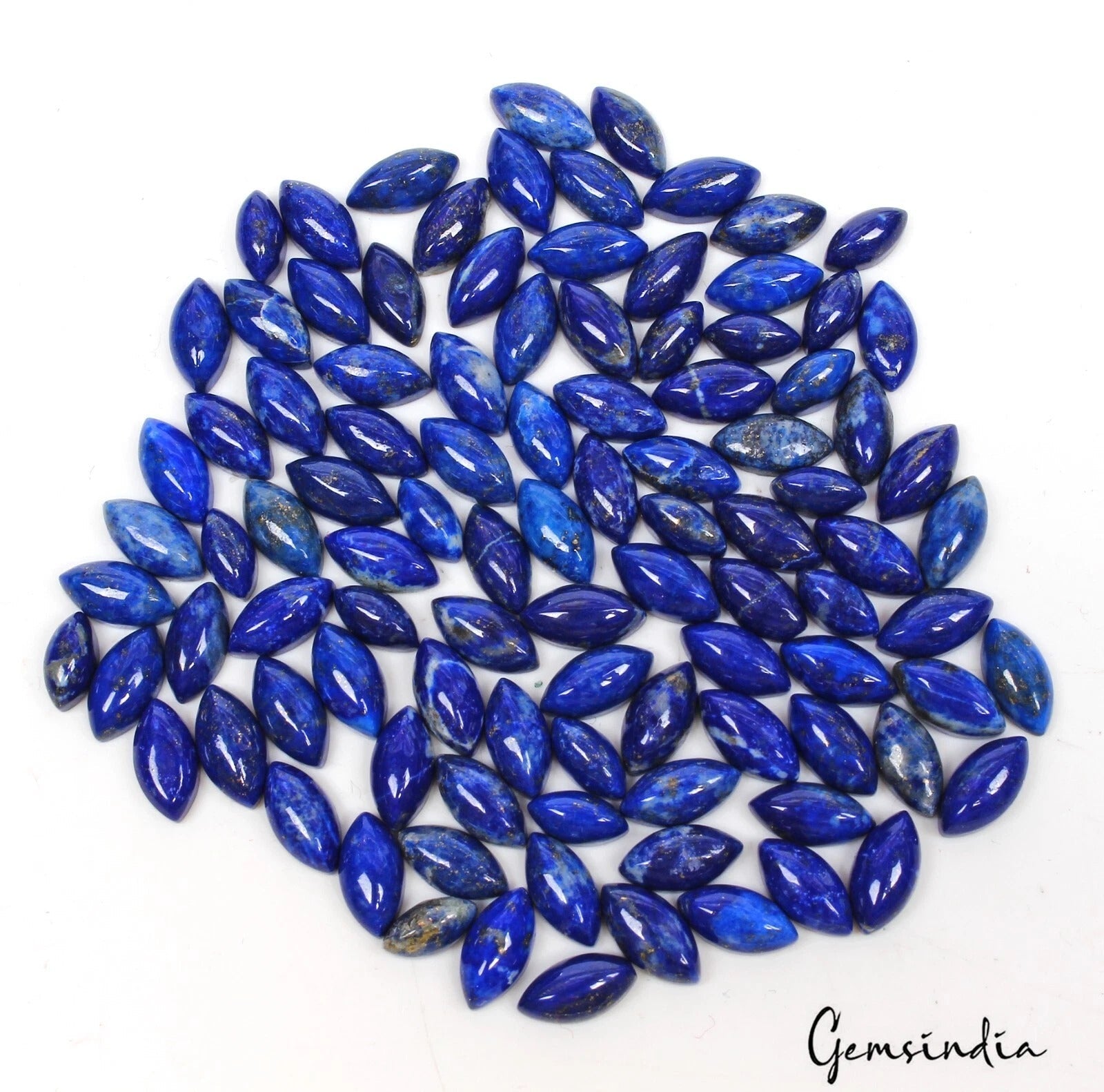 139.80 Cts/100 Pcs Natural Blue Lapis Lazuli Marquise Cab Loose Gems For Jewelry