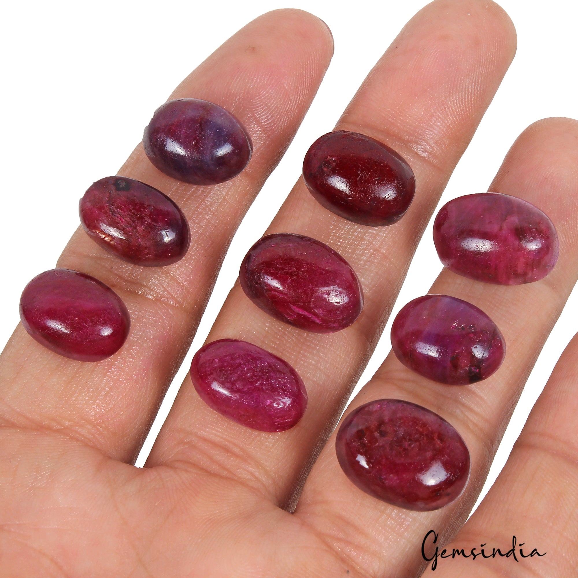 9 Pcs Natural Red Ruby Oval Cabochon Loose Gemstone Lot 140.20 Ct For Jewelry