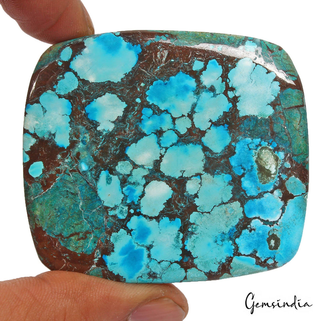 280 Cts Natural Blue Spiderweb USA Arizona Turquoise Cushion Cab Loose Huge Gem