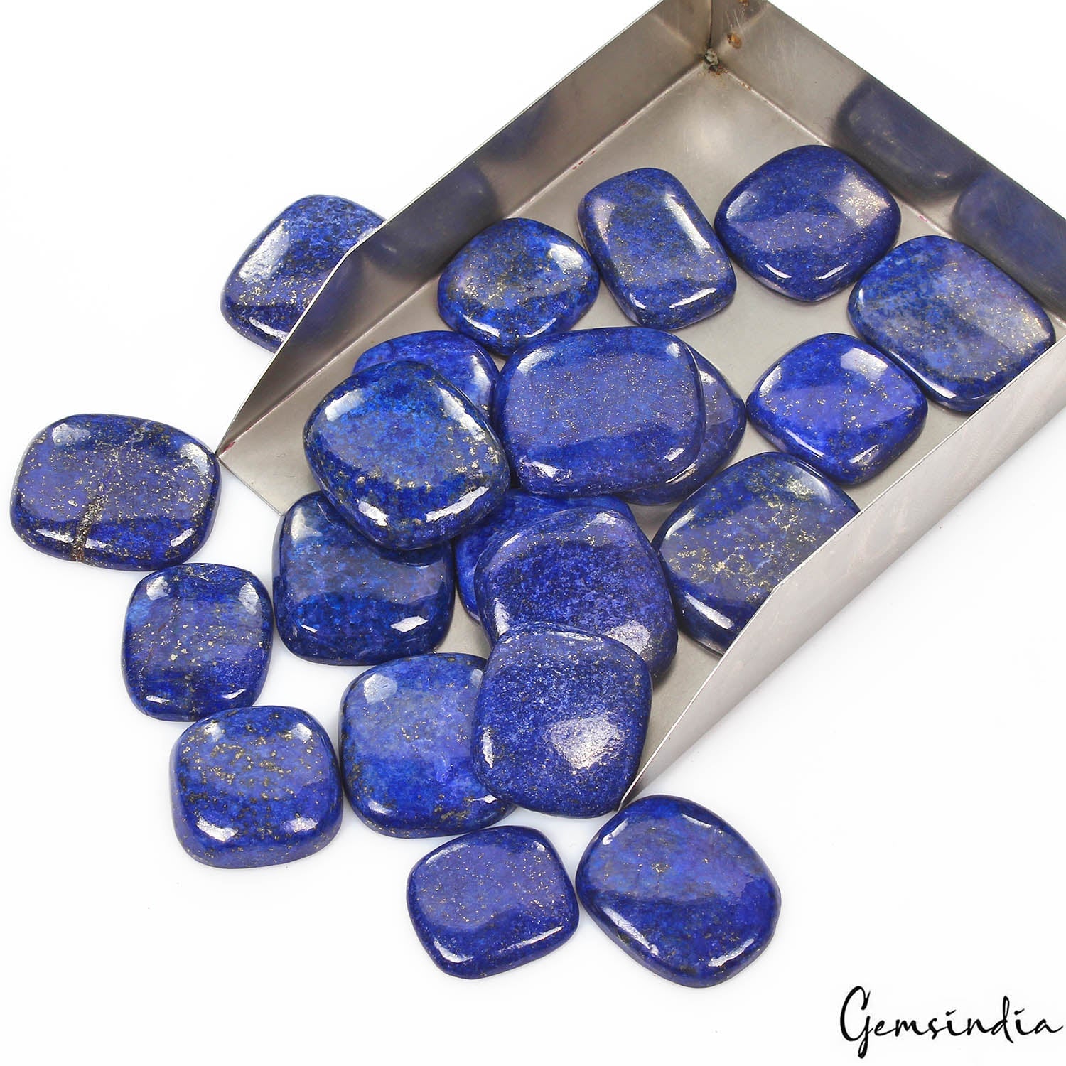 1000 Cts/21 Pcs Natural Blue Lapis Lazuli Gold Flecks Cushion Cab Wholesale Gems