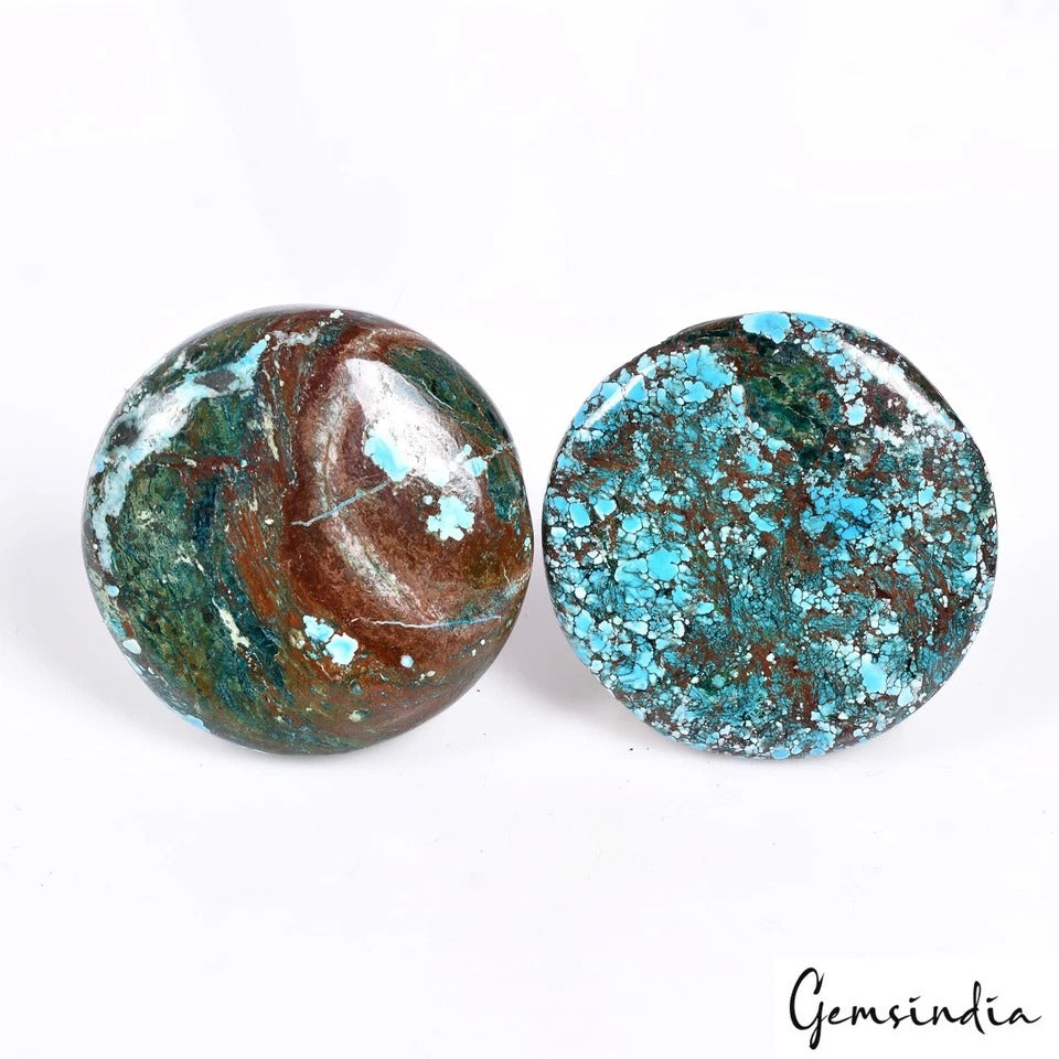 Turquoise Lot, Cabochon, Blue — 2 Pieces, 30mm to 31mm, 83.10 Ct, India