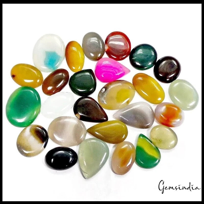 Onyx Lot, Cabochon, Untreated, Multi Color — 26 Pieces, 29mm to 46mm, 1730 Ct, Madagascar