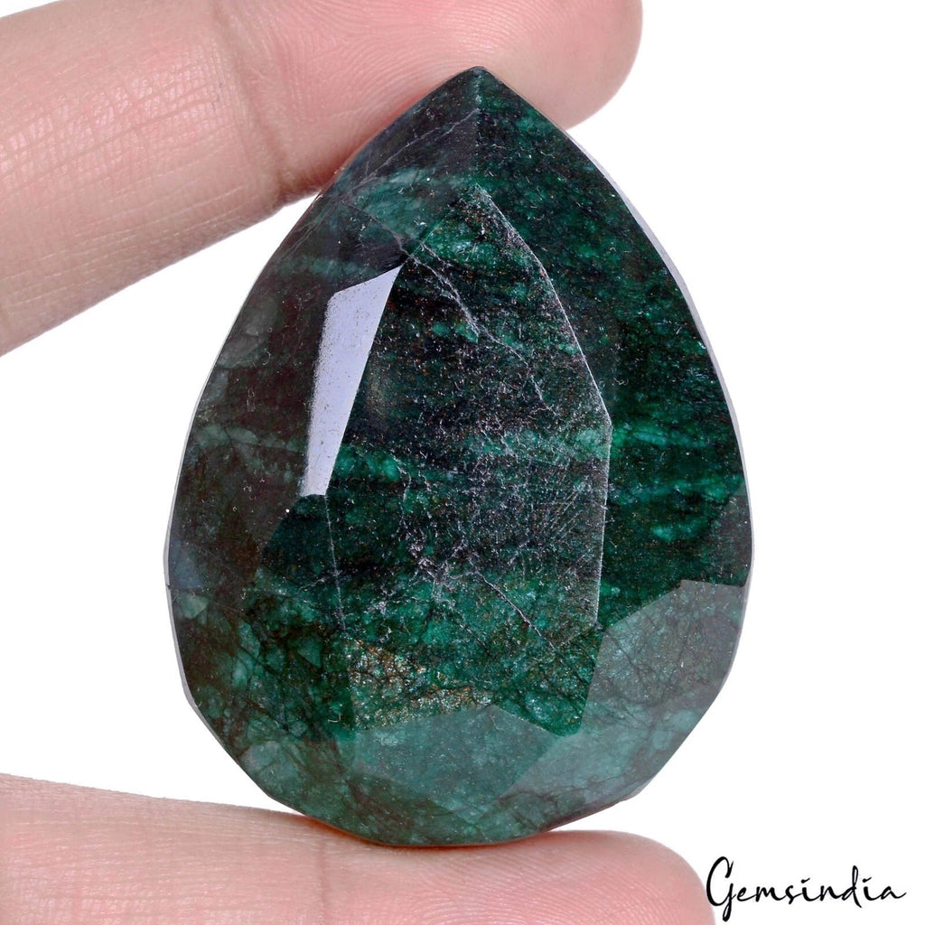 390 Cts Natural Brazilian Dark Green Emerald Pear Cut Earth Mined Loose Gemstone