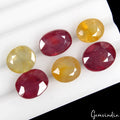 6 Pc Natural Ruby/ Yellow Sapphire 8-11mm Oval Cut Loose Gemstones Lot~ 29.70 Ct