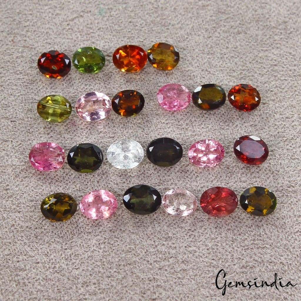 22 Pcs Natural Multi-Color Tourmaline Oval Cut 5x4mm Loose Untreated Gemstones