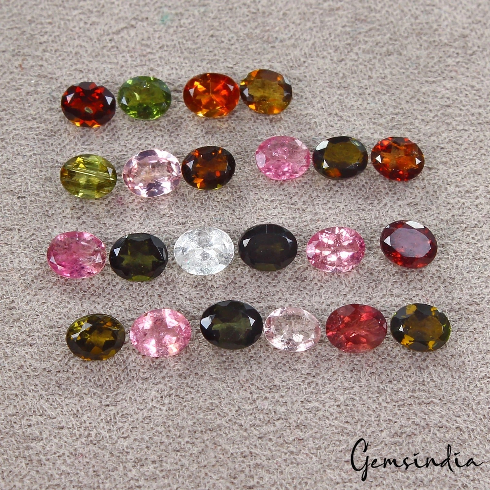 22 Pcs Natural Multi-Color Tourmaline Oval Cut 5x4mm Loose Untreated Gemstones
