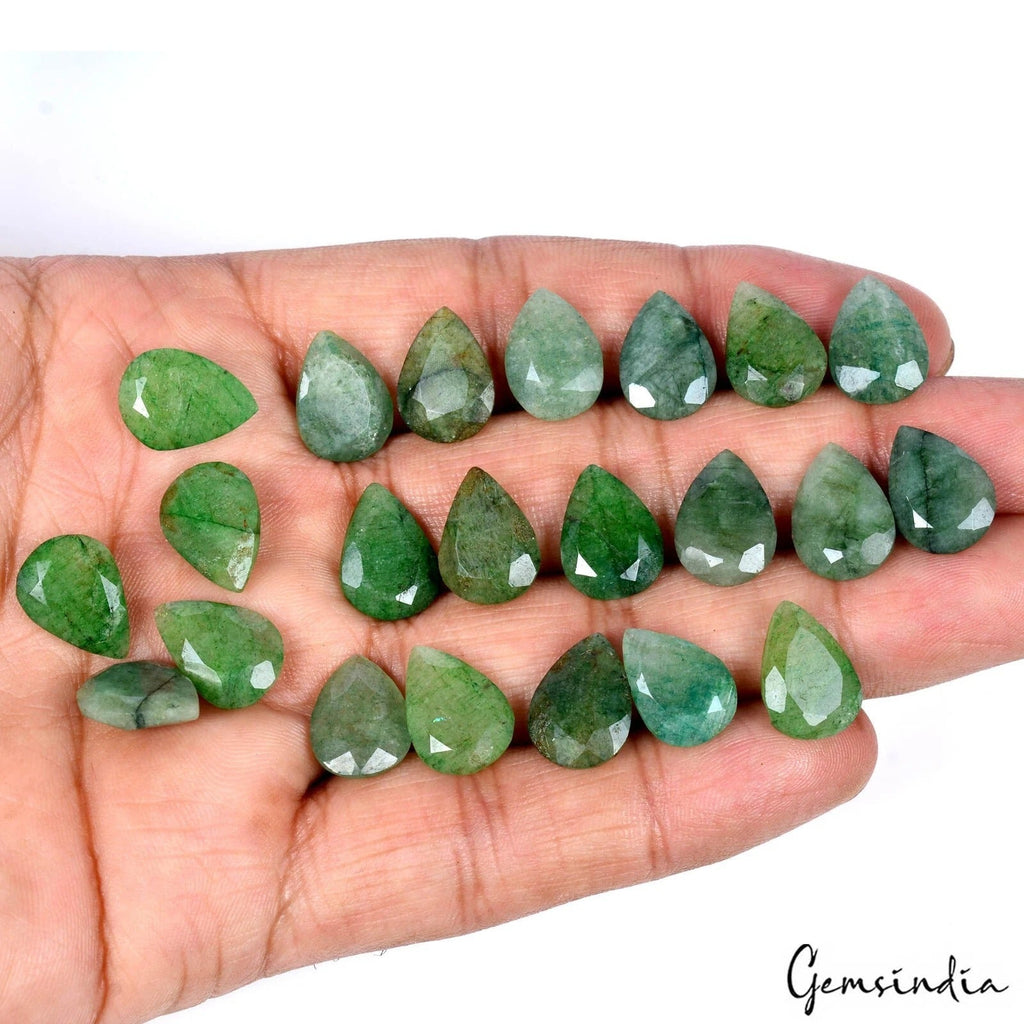 90.00 Ct Natural Green Brazilian Emerald Pear Cut Faceted Loose Wholesale Gems