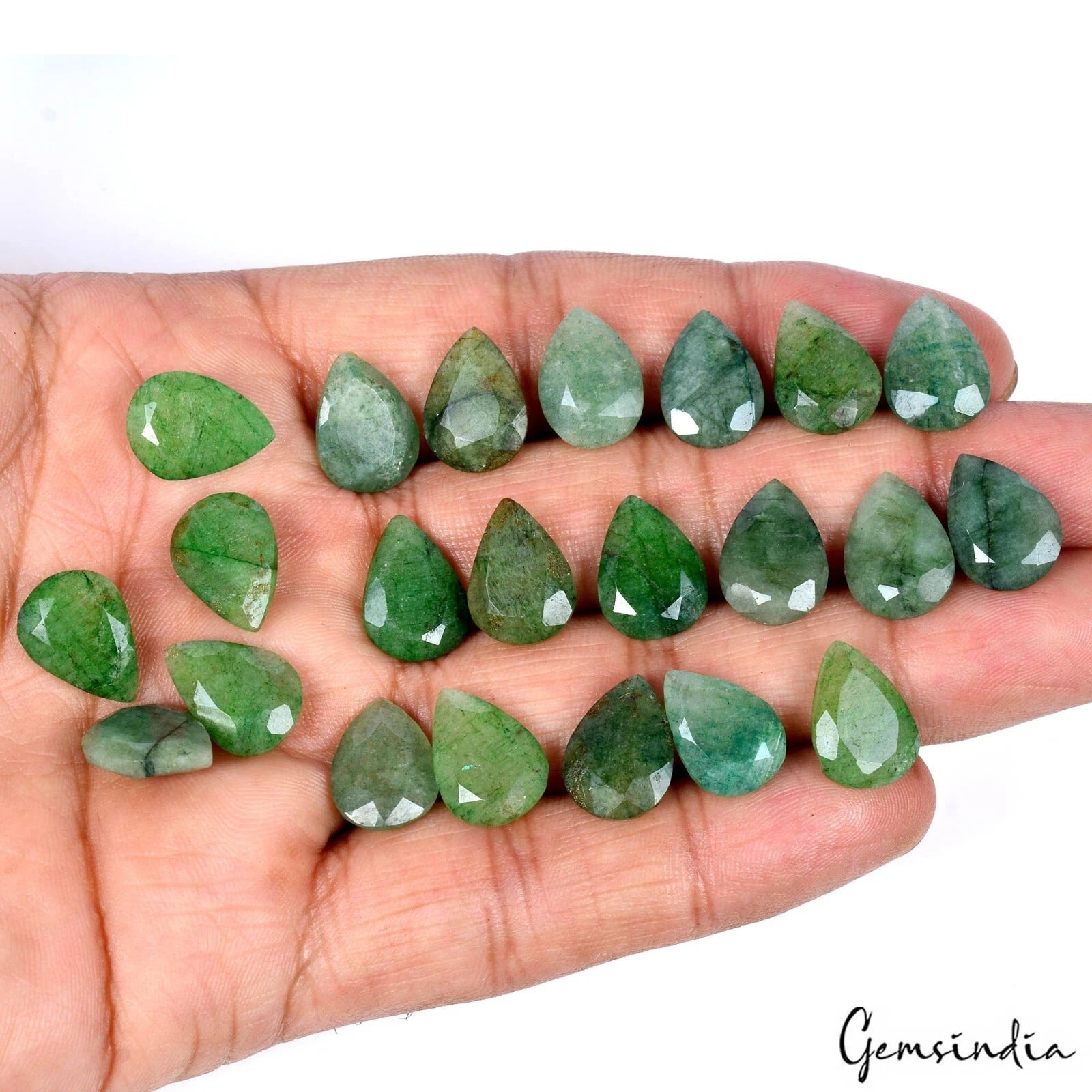 90.00 Ct Natural Green Brazilian Emerald Pear Cut Faceted Loose Wholesale Gems