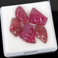 5 Pcs Natural Ruby 14-17mm Beautiful Pink Red Hand Carved Mozambique Gemstones