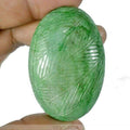 222 Ct Natural Finest Green Emerald Oval Shape Hand Carved Loose Brazil Gemstone