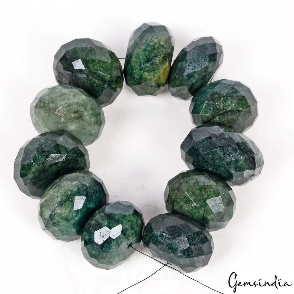 1330 Ct Natural Green Emerald Round Cut 26-32mm Drilled Loose Beads For Jewelry