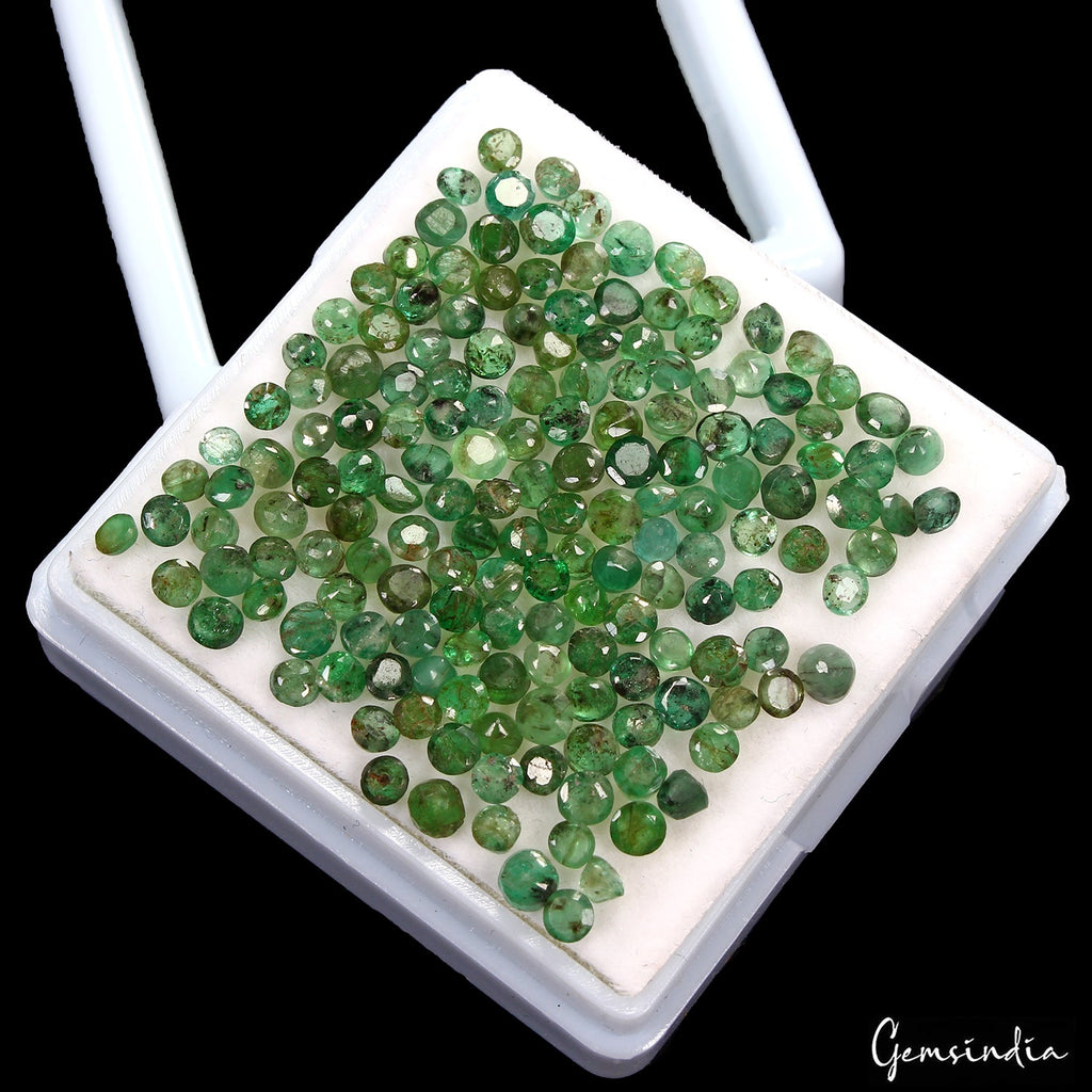 13.50 Ct Natural Colombian Emerald Round Cut Faceted Loose Gemstones lot 163 Pc