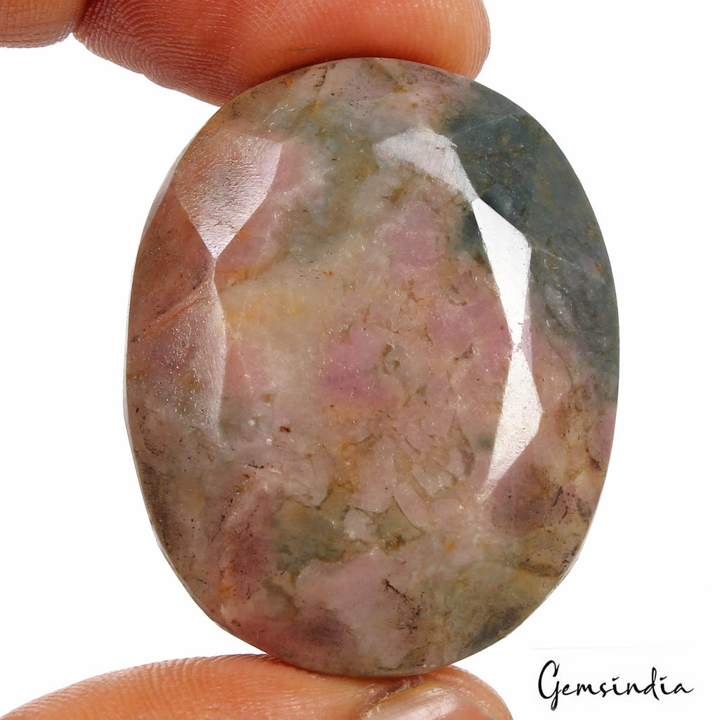 227 Cts Natural Untreated Bi-Color Ruby in Crystal Matrix Oval Faceted Huge Gem