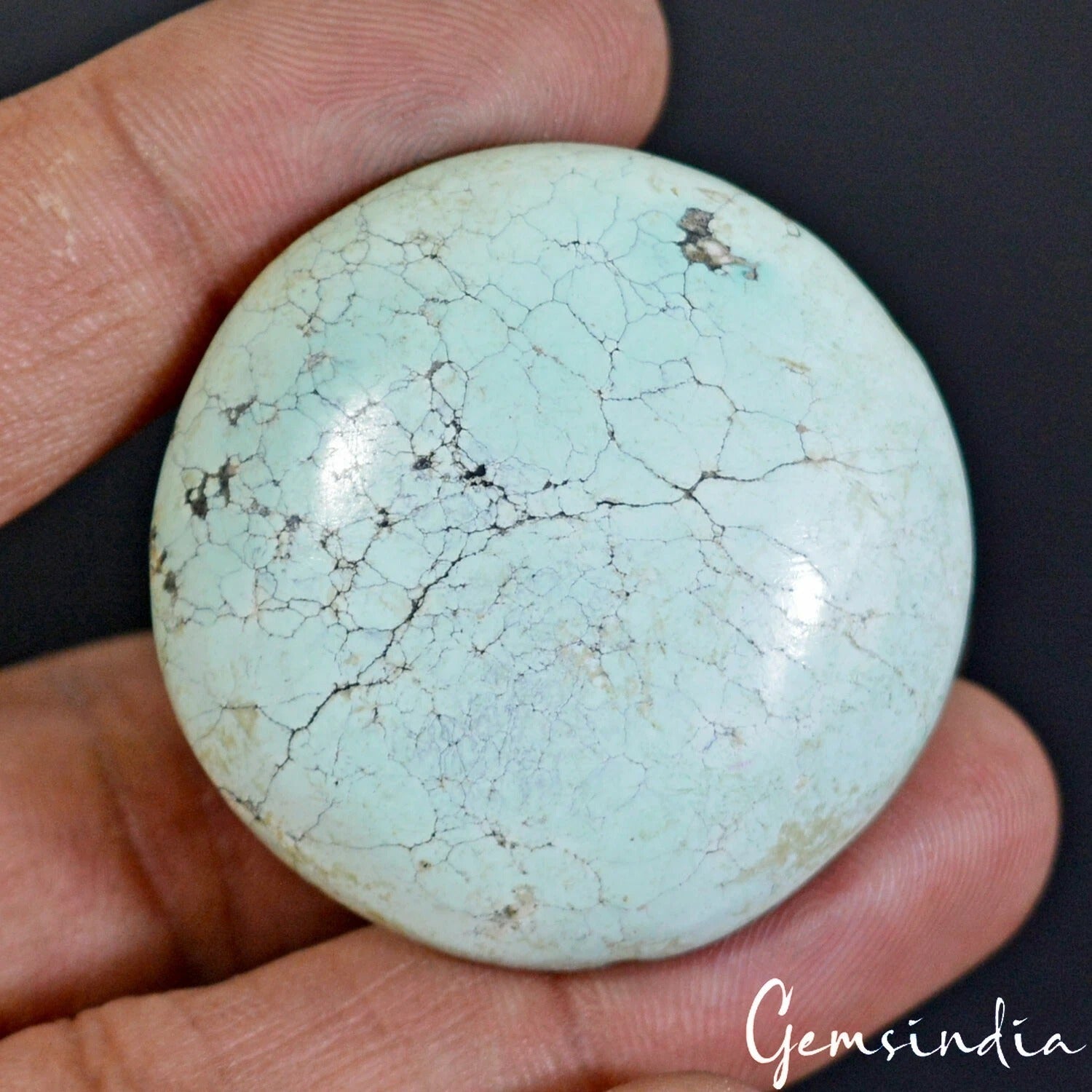 99.50 Ct Untreated Round Cabochon Turquoise Sea Blue Loose Gemstone For Pendant