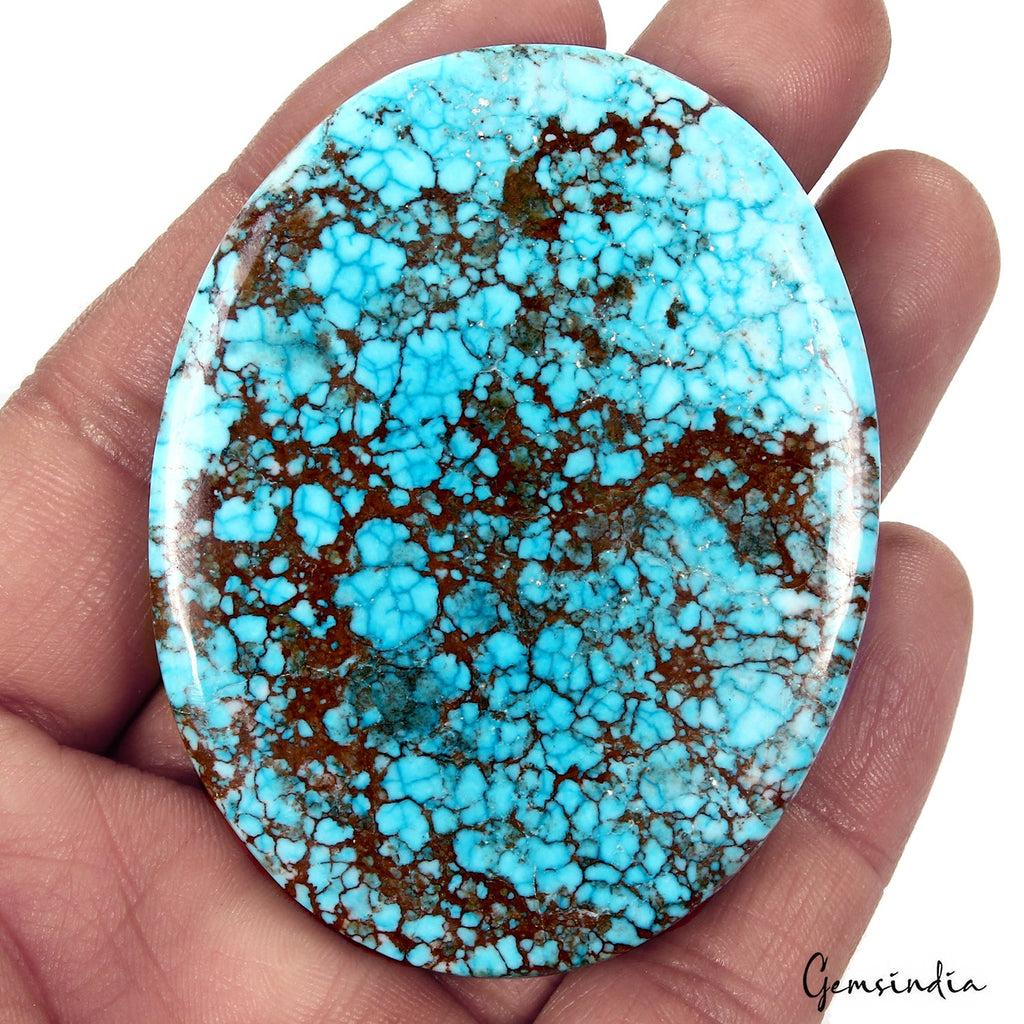 Large 320 Ct Spiderweb Turquoise Blue Oval Shape USA Arizona Loose Cab Gemstone
