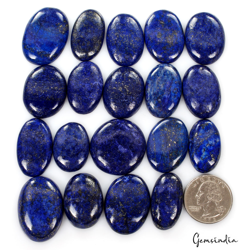 Lapis Lazuli Lot, Cabochon, Blue — 19 Pieces, 25mm to 32mm, 590 Ct, Afghanistan