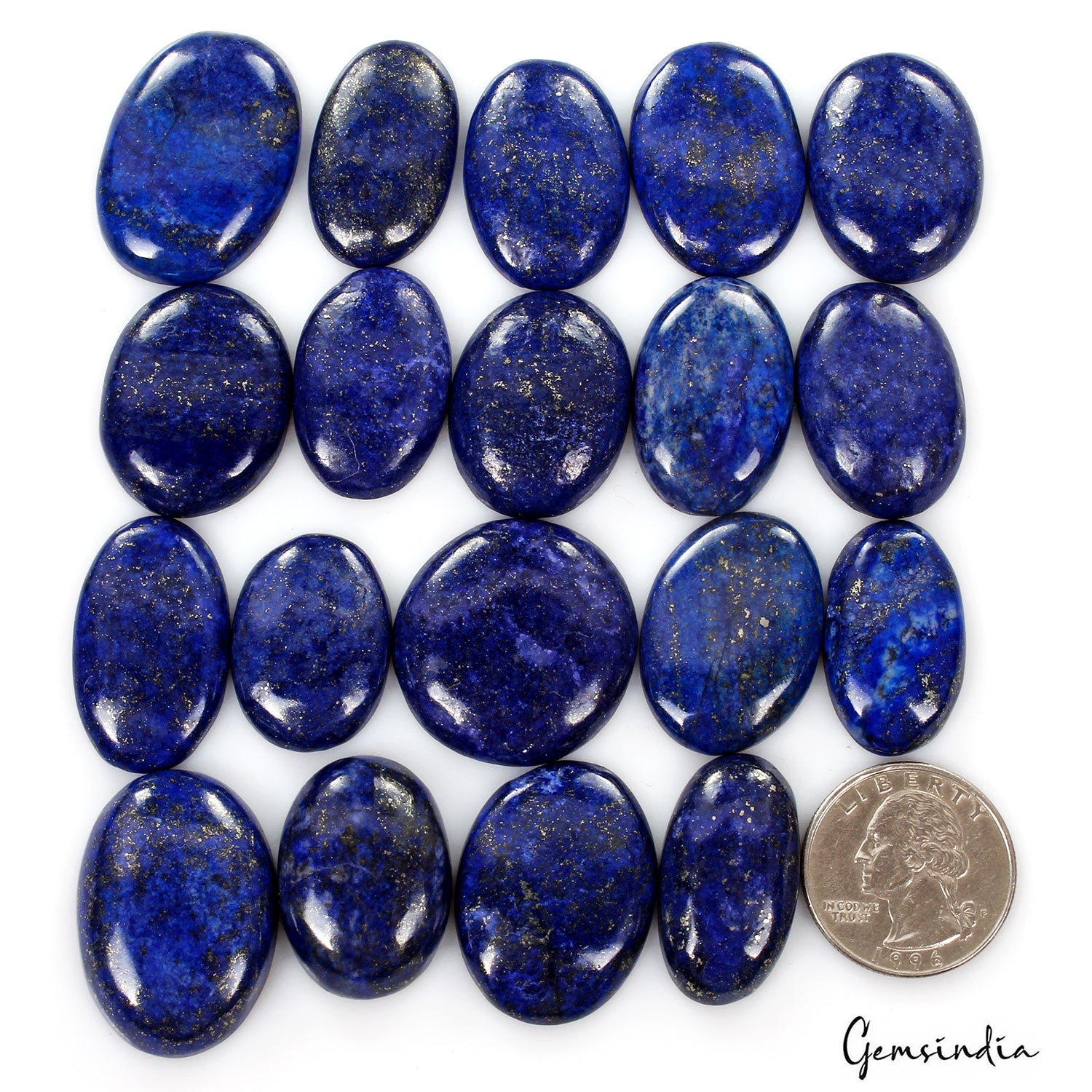 Lapis Lazuli Lot, Cabochon, Blue — 19 Pieces, 25mm to 32mm, 590 Ct, Afghanistan