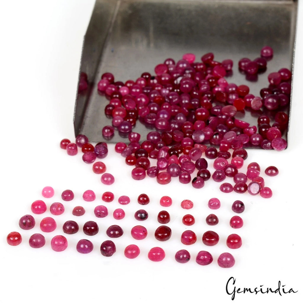 Ruby Lot, Cabochon, Red — 225 Pieces, 1.7mm to 3mm, 38.90 Ct, Madagascar