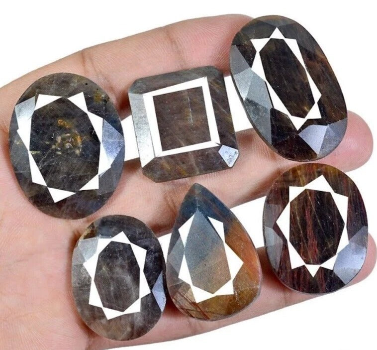 500 Cts/6 Pcs Natural Untreated Bi Color Sapphire Mixed Cut Loose Wholesale Gems