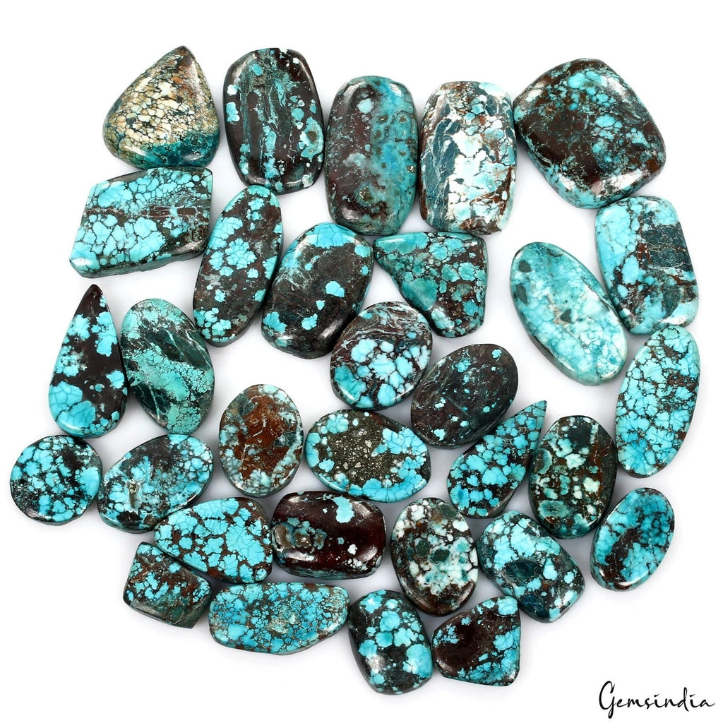 840 Ct/31 Pcs Natural Blue USA Spiderweb Turquoise Mix Cab Loose Wholesale Gems