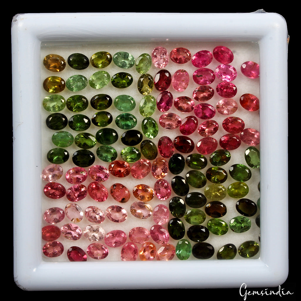 Tourmaline Lot, Loose Gemstone, Untreated, Multi Color — 116 Pieces, 4 x 3mm, 22.80 Ct, Mozambique