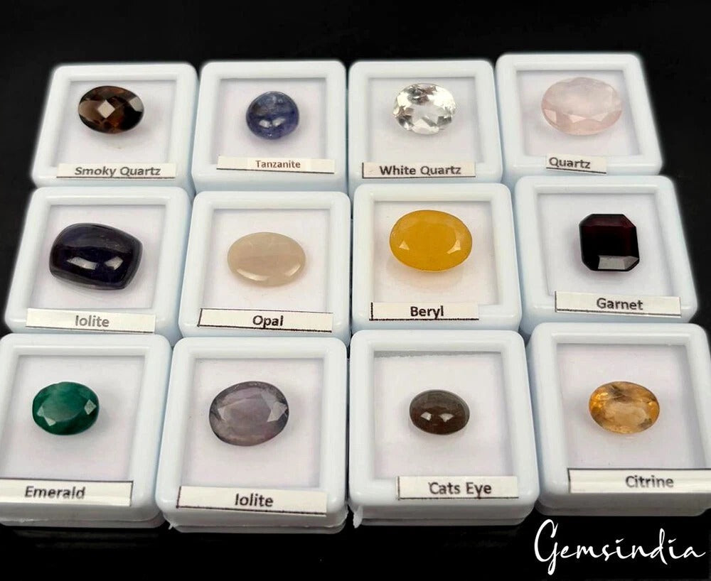 12 Pcs Estate Genuine Semi Precious Loose Mix Cut Multi Gemstones Lot Collection