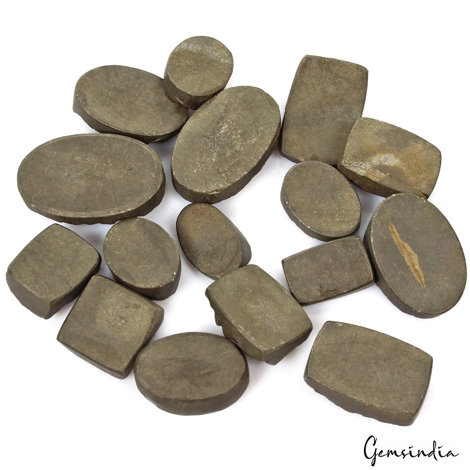 1050 Cts/16 Pcs Natural Untreated Gold Pyrite Mixed Cut Druzy Wholesale Gems Lot