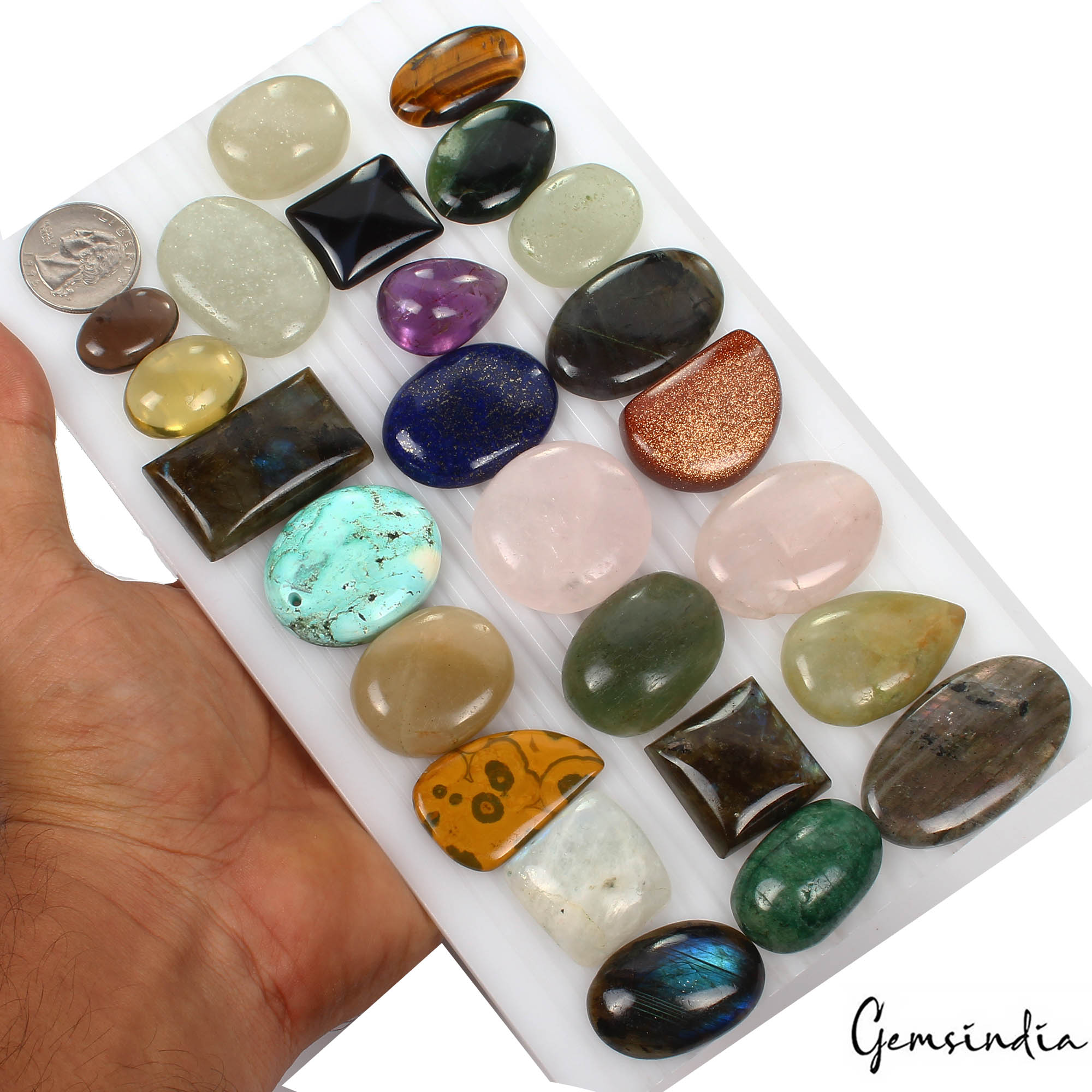 1550 Ct/25 Pcs Natural Multi Color Mix Cab Loose 21mm To 48mm Gems Wholesale Lot