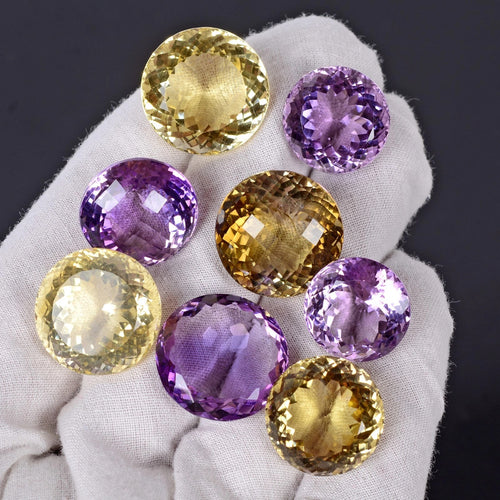 Amethyst Loose Gemstone, Untreated, Purple & Yellow — 15mm to 19mm, 183.10 Ct, Brazil