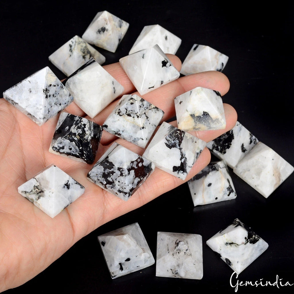 1330 Ct Natural Moonstone Pyramid Reiki Healing Crystal /Energy Charged Gemstone