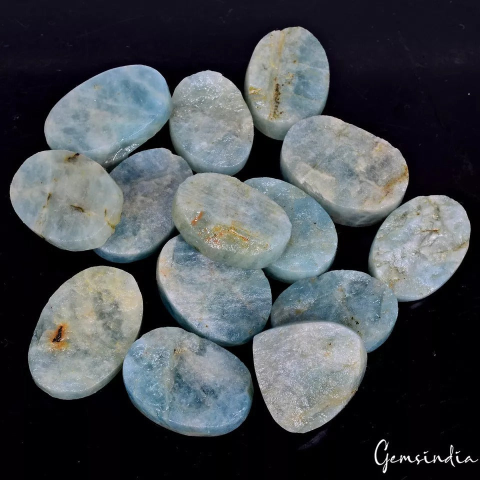 Aquamarine Lot, Loose Gemstone, Untreated, Blue — 14 Pieces, 25mm to 32mm, 770 Ct