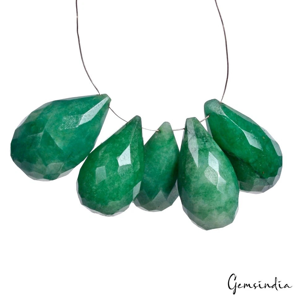 830 Cts/21Pc Natural Green Emerald Pear Checker Cut Loose Drilled Briolette Gems