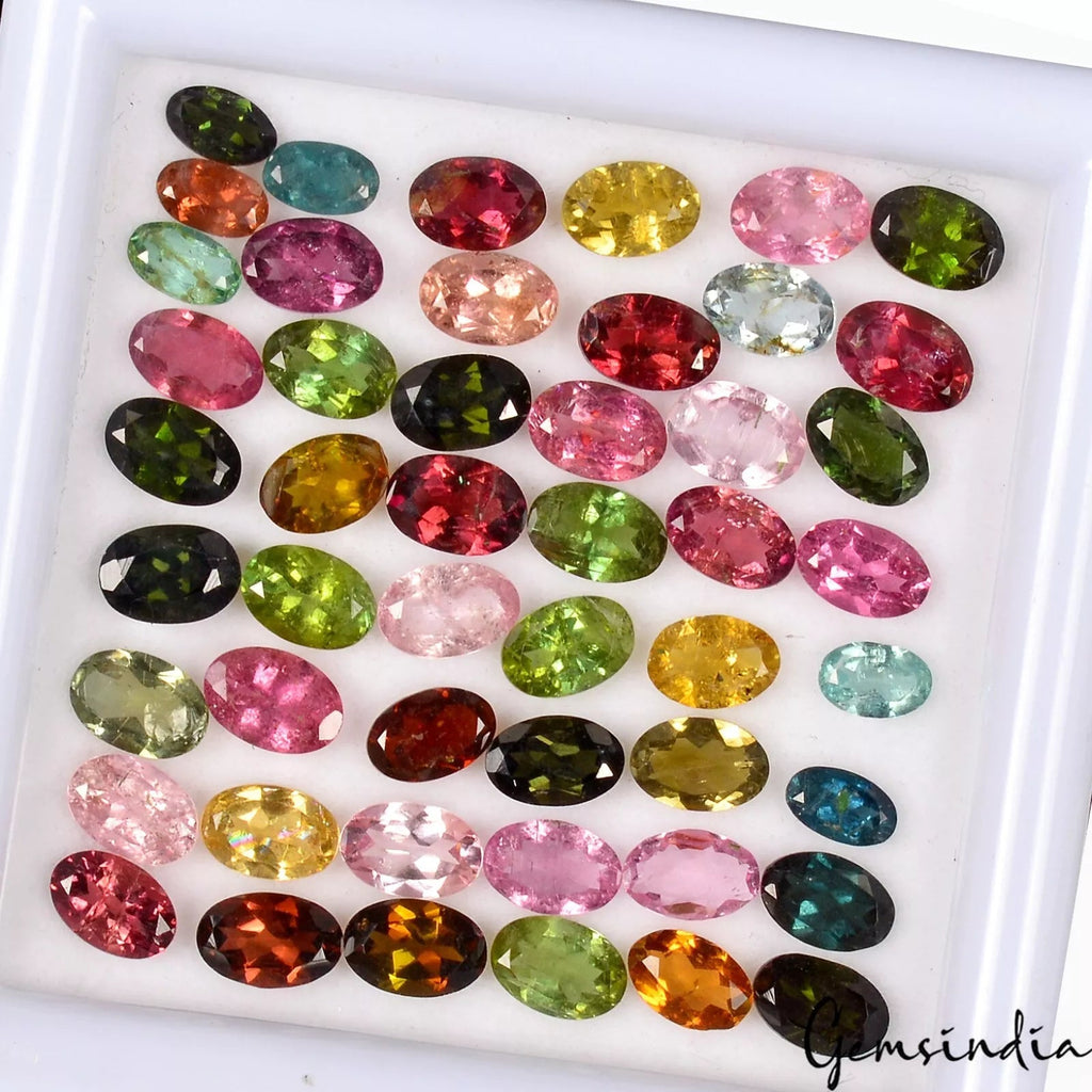 Certified 20 Ct/49Pcs Natural Multi Color Tourmaline Oval Cut Precious Gems Lot