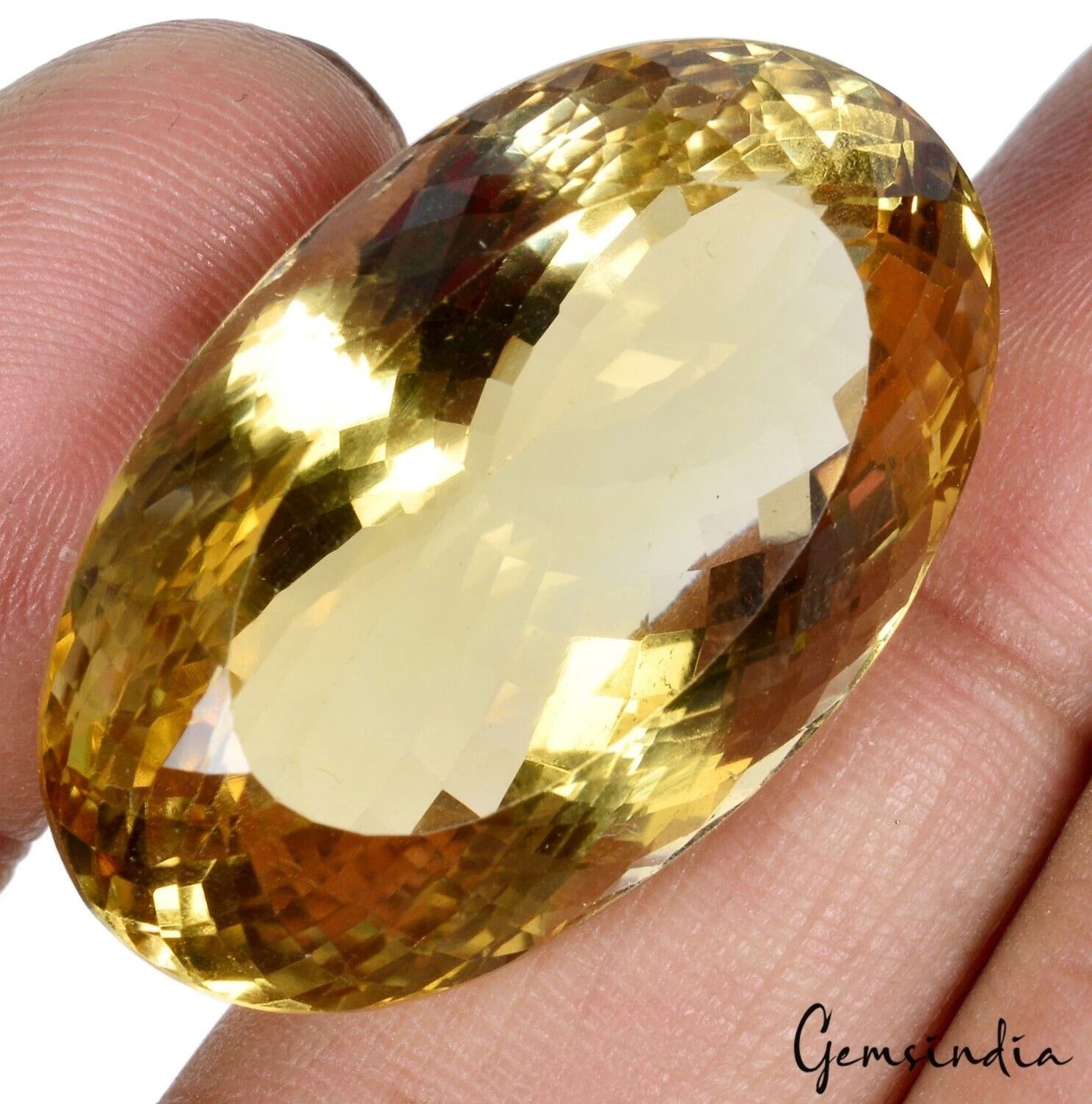 Certified 70.50 Cts Natural Brazilian Yellow Citrine Oval Precious Gem For Ring