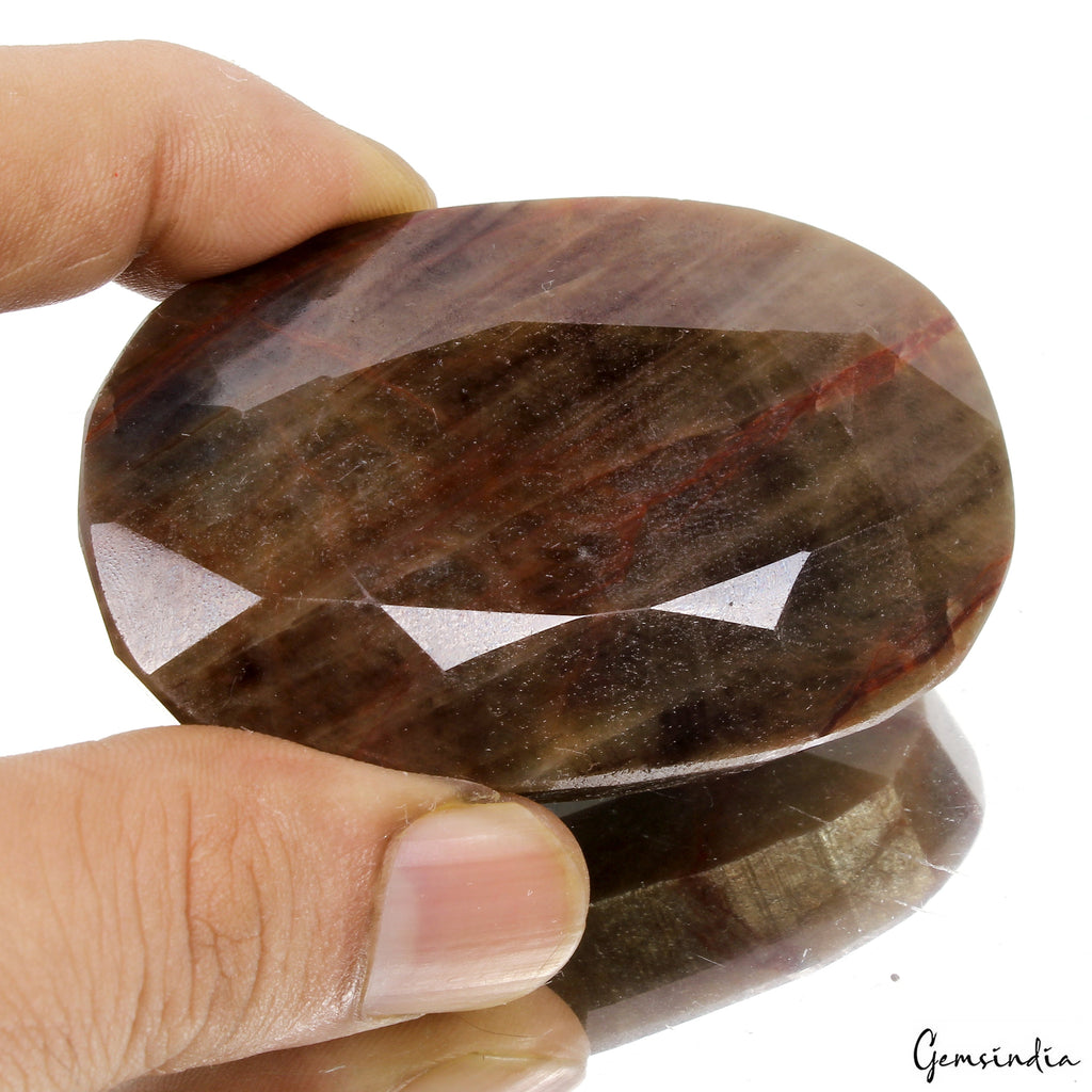 670Ct Natural Untreated Brown Sapphire w/Red Streaks Oval Cut Certified Gemstone