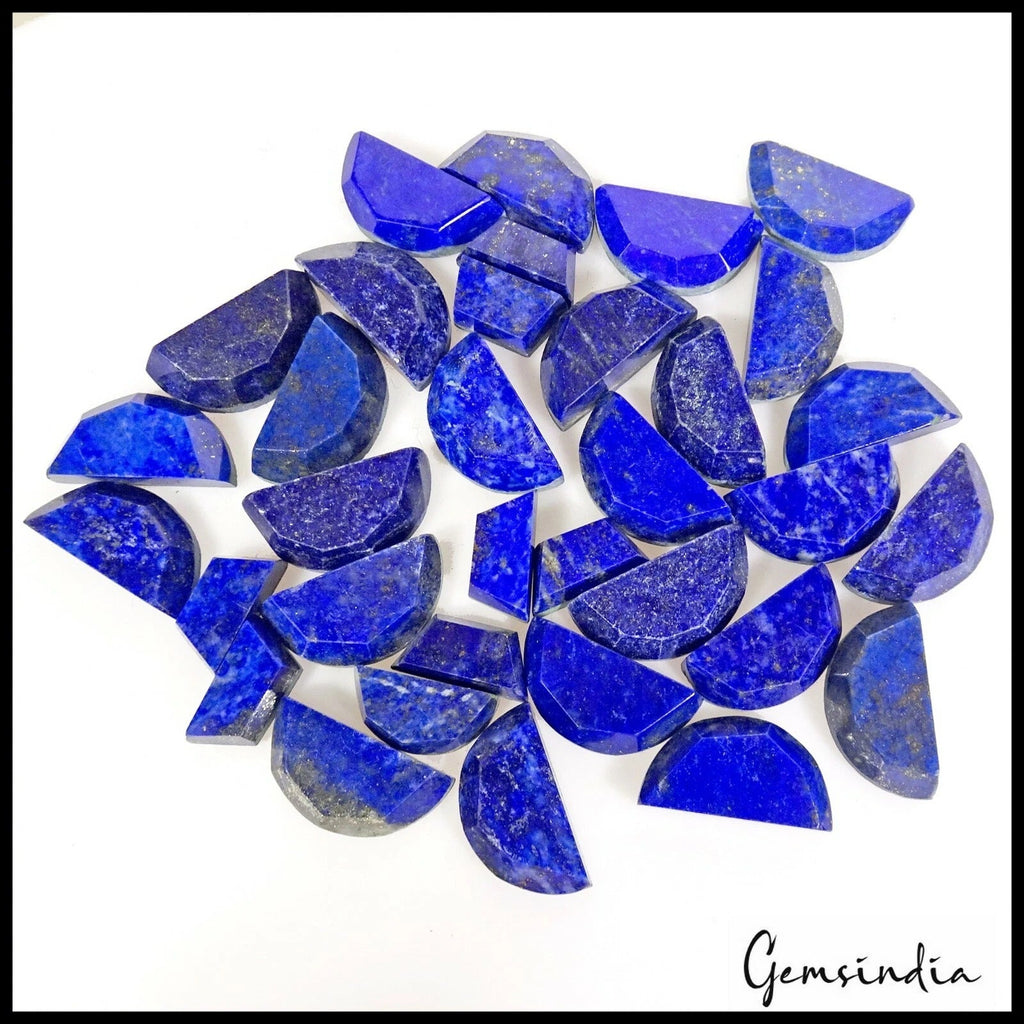 224.80 Cts/34 Pcs Natural Blue Lapis Lazuli 'D' Half Moon Checker Cut Loose Gems