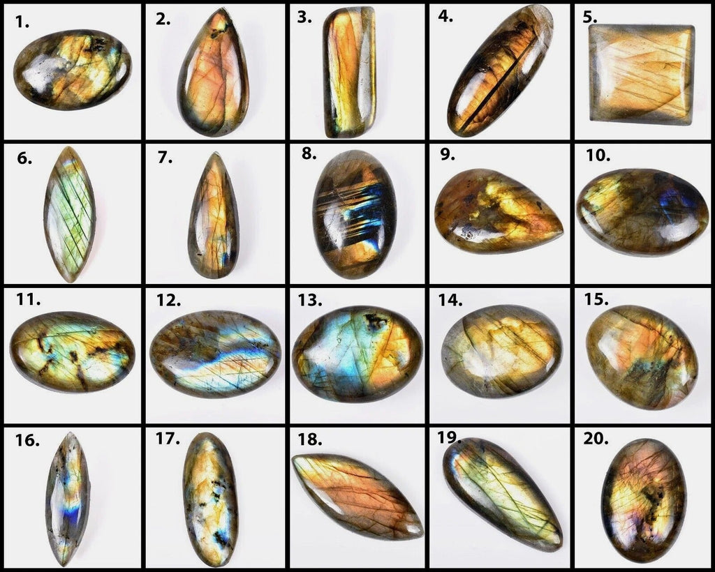 20 Pcs Natural Labradorite Multi Flashy 21mm-48mm Huge Size Cabochon Gemstones