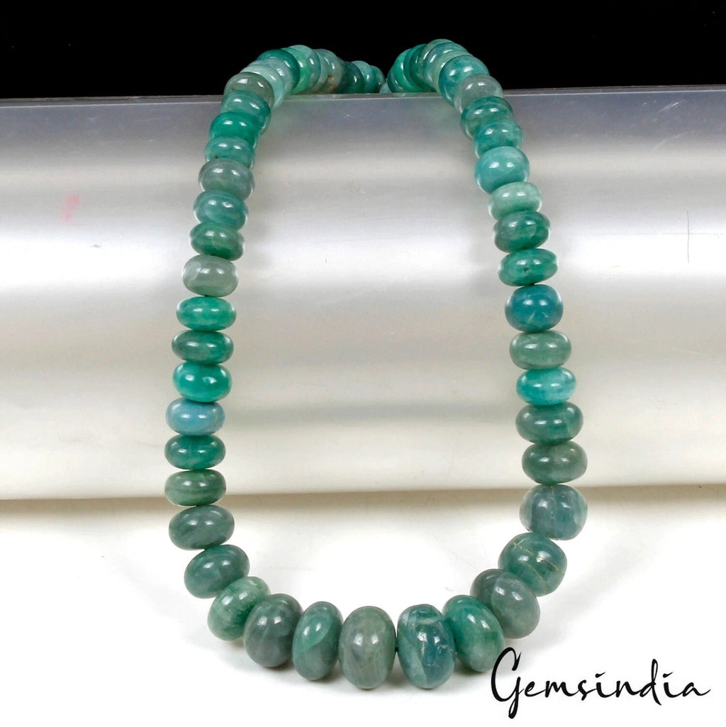 220 Ct Natural Green Emerald Gem Round Beaded Graduation Style Necklace