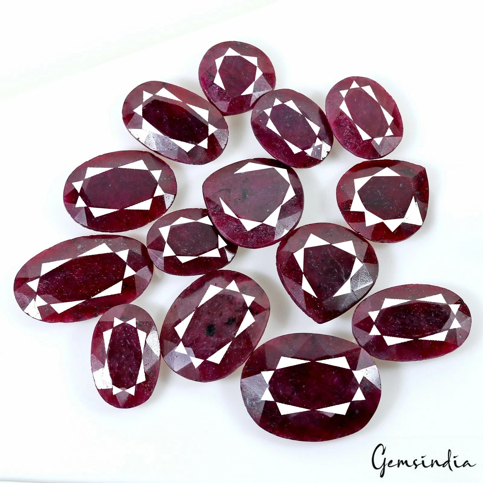 Certified 850 Cts/14 Pcs Natural Dark Red Ruby Oval Pear Loose Gems For Jewelry