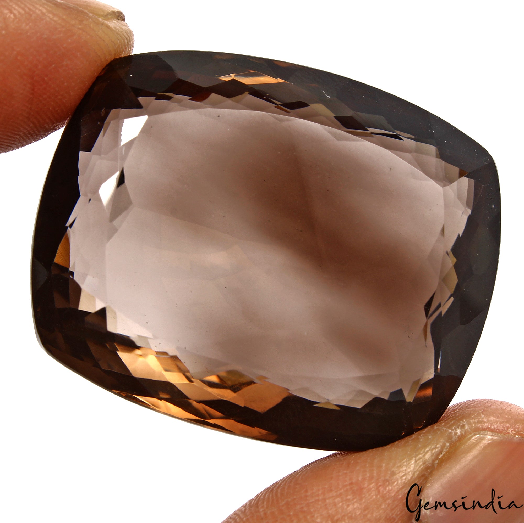 Smoky Quartz Loose Gemstone, Cushion Faceted Cut, Untreated — 38x31x18 mm, 177.70 Ct, Madagascar