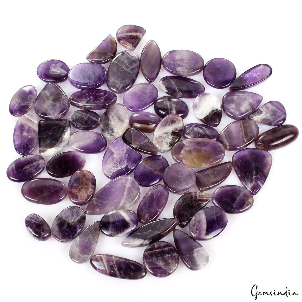 1020 Ct Natural Chevron Amethyst Cab Mix Shape Untreated Loose Gemstones, 183Pcs