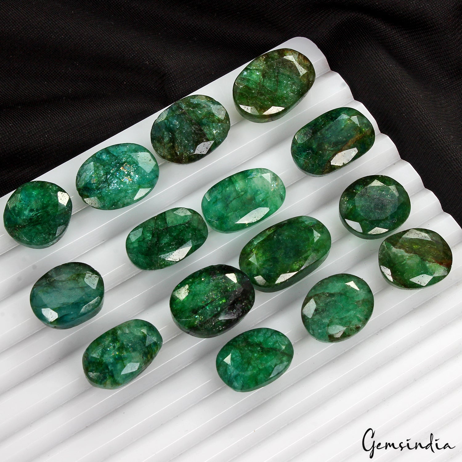 15 Pcs Natural Zambian Emerald Green Oval Cut Loose 14mm-20mm Loose Gems 200 Ct