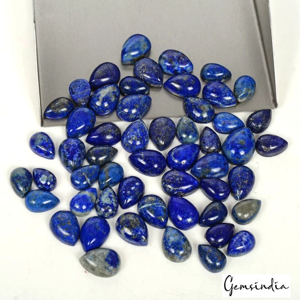 Natural Lapis Lazuli Rare Pear Cabochon 10-16mm Wholesale Loose Gems Lot~53 Pcs