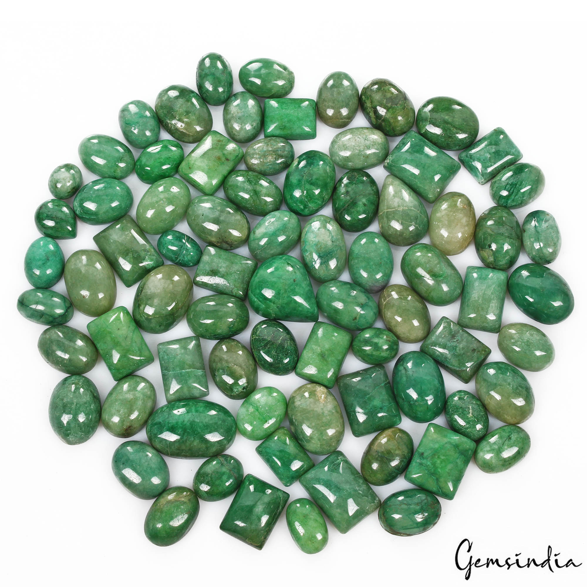 1040 Ct/75 Pcs Natural Brazilian Green Emerald Mixed Cab Loose Gems For Jewelry