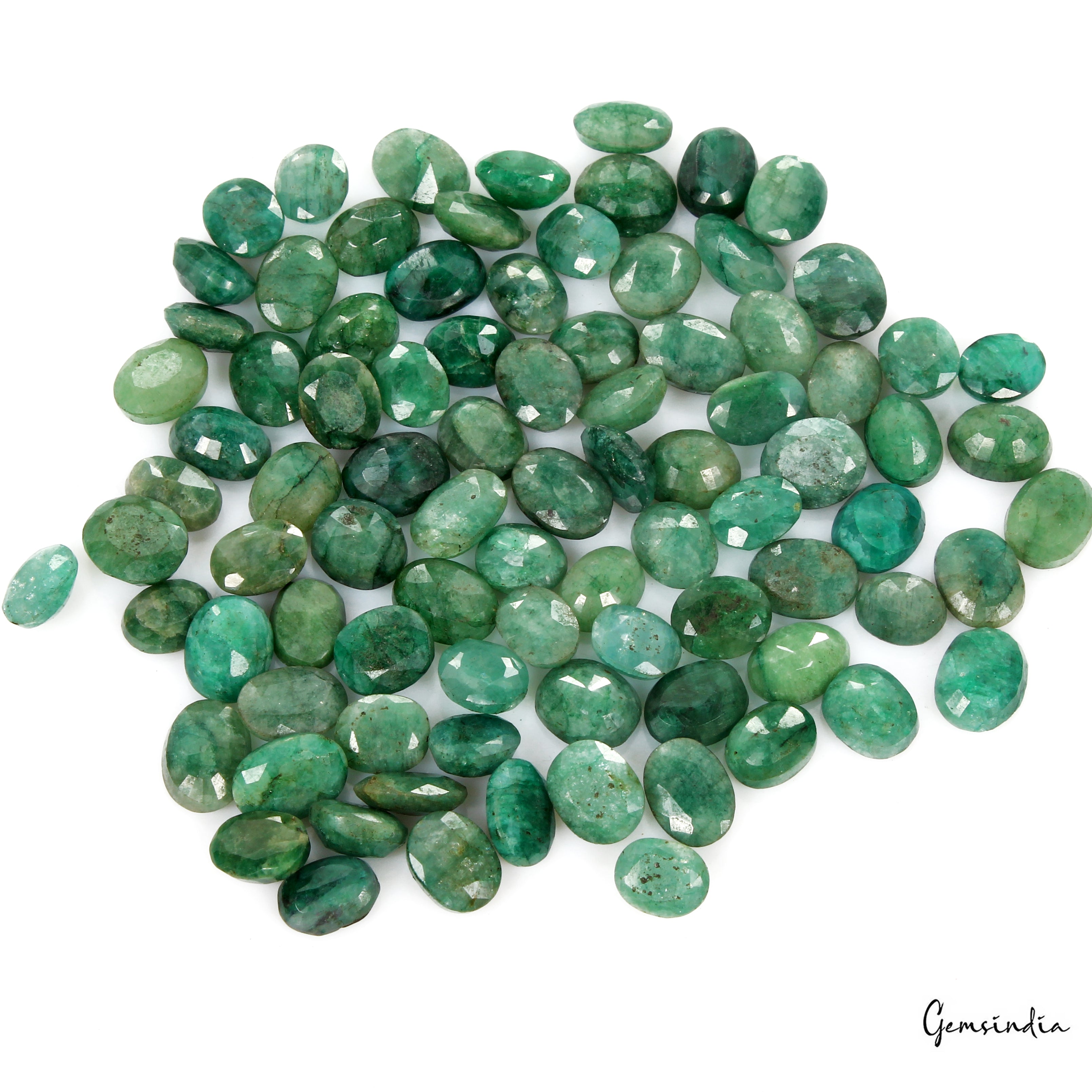 300 Cts/88 Pcs Natural Green Brazilian Emerald Oval Cut Loose Gems For Jewelry