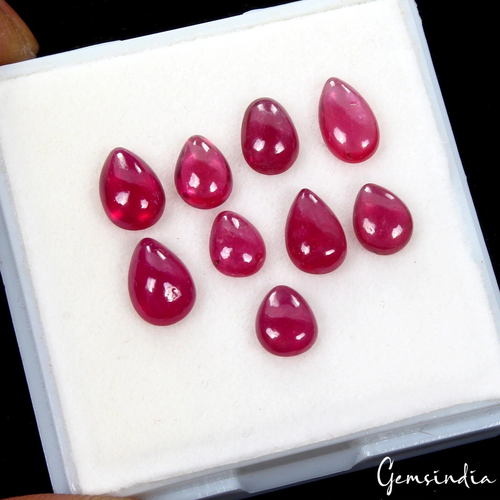 Ruby Loose Gemstone, Pear cabochon Number Of Stone : 9, Heated — 6mm, 8.50 Ct, Mozambique