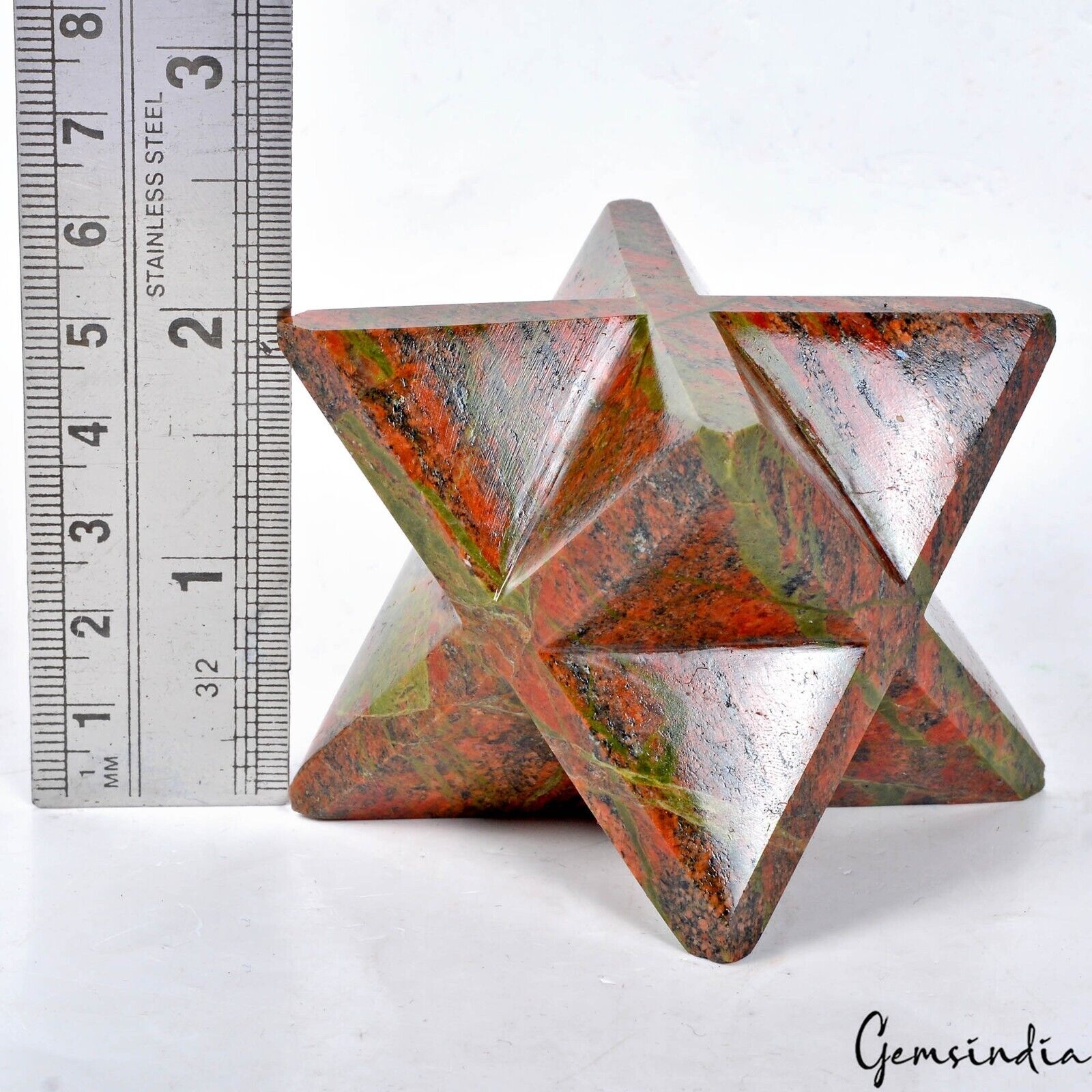 Unakite Jasper 2" Merkaba Star Crystal Healing Reiki Sacred Geometry Chakra Gem