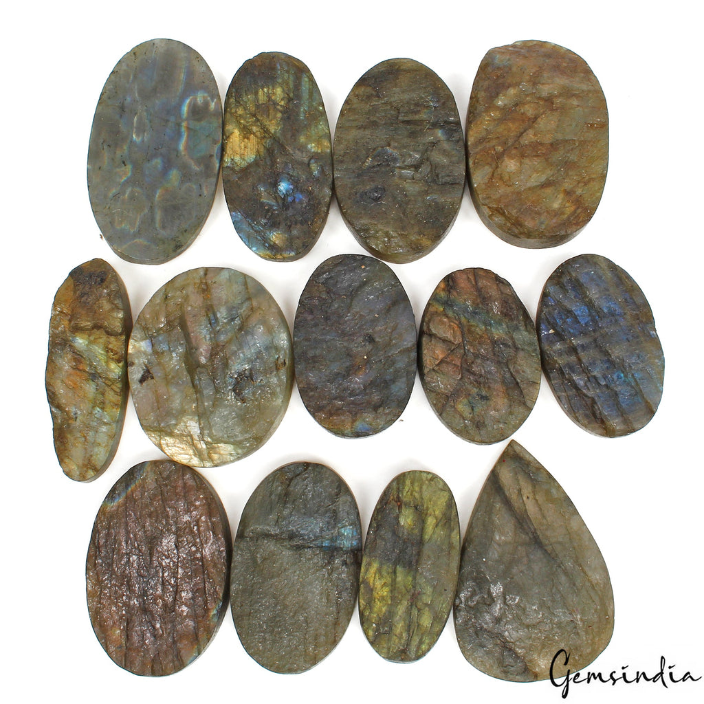 1300 Cts/13 Pcs Natural Untreated Multi Shine Labradorite Druzy Rough Loose Gem